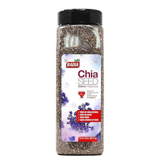Badia chia seed pour demonstrates ready-to-use seeds for smoothies and puddings.