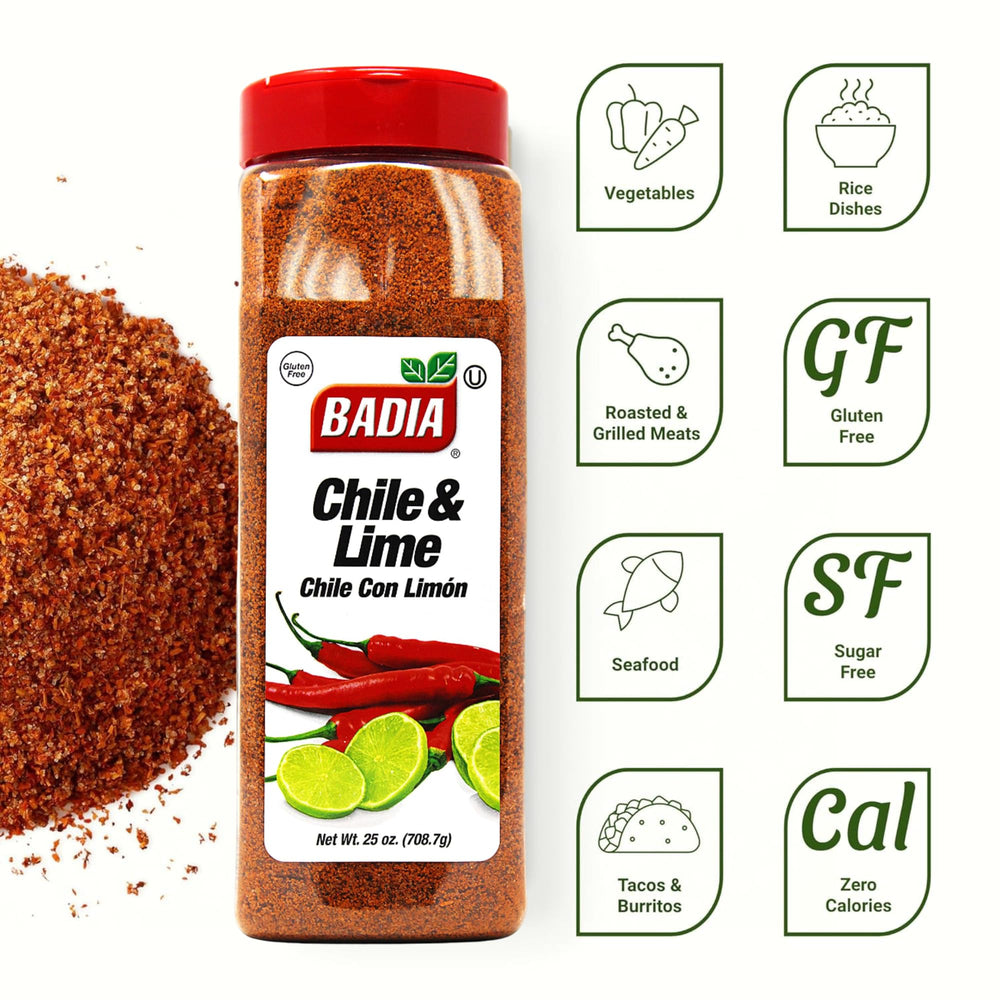 Badia Chile & Lime sprinkled on chips adds spicy-tangy crunch.