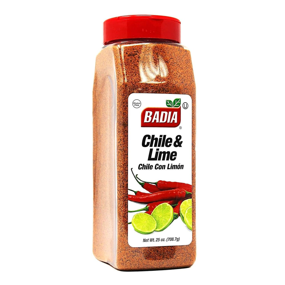 Badia Chile & Lime Seasoning jar shows bold flavor for versatile cooking.