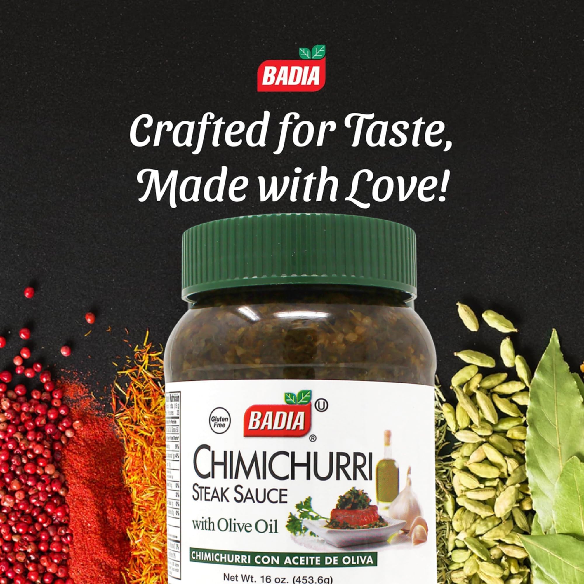 Badia Chimichurri Steak Sauce on a sizzling steak on the grill