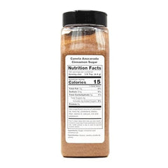 Badia Cinnamon Sugar ingredients close-up highlights cane sugar and cinnamon balance.