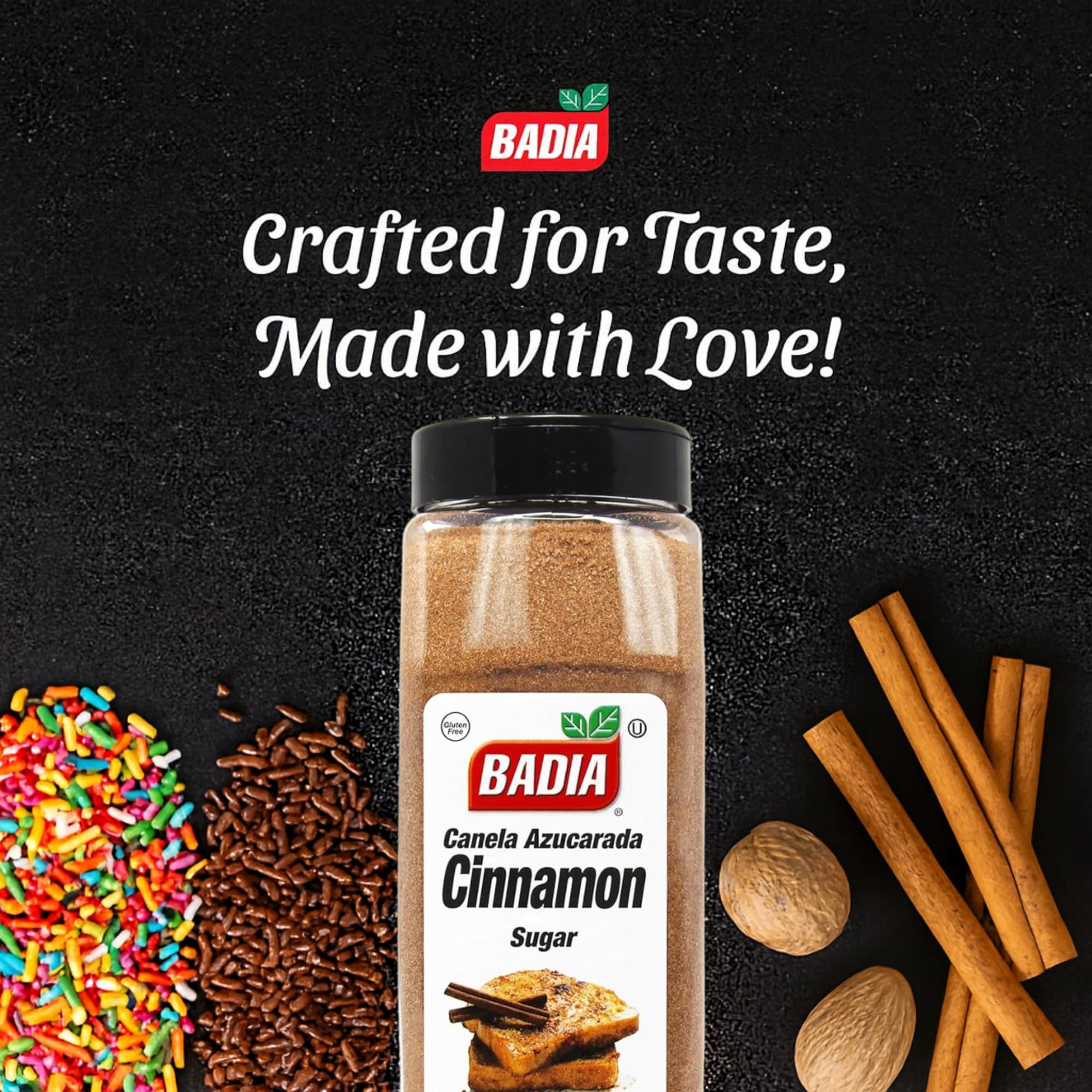 Badia Cinnamon Sugar toast-plate shows easy breakfast topping.