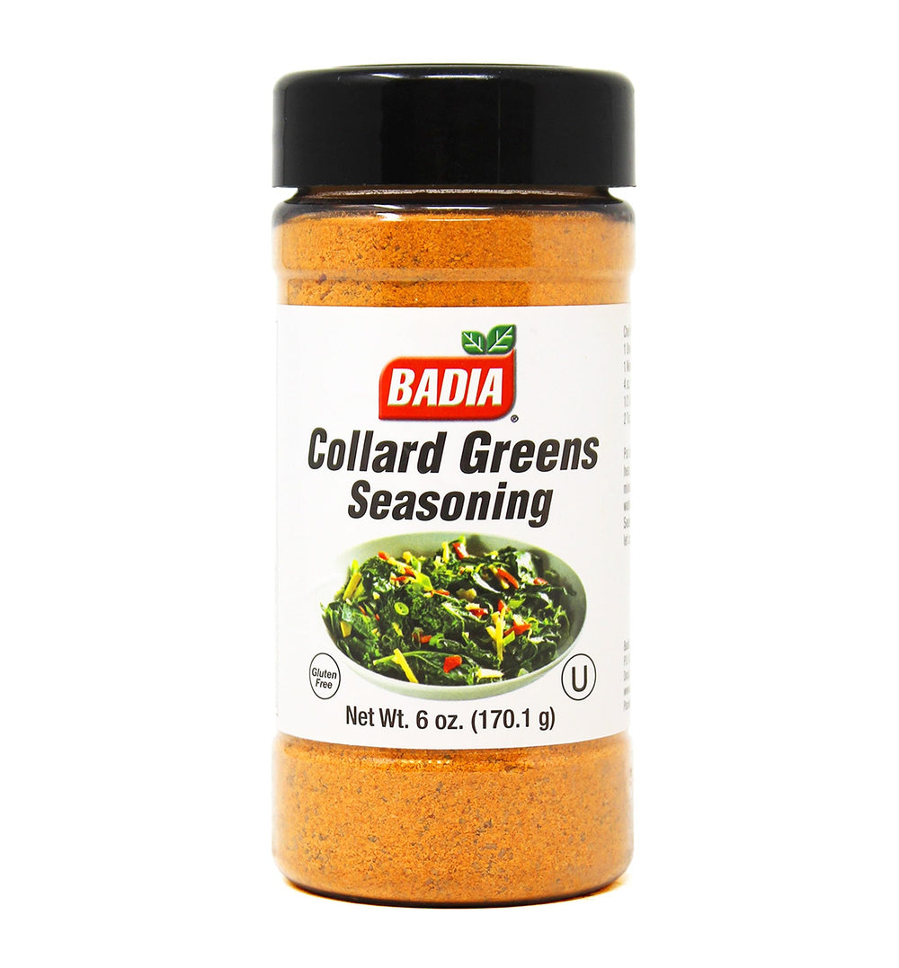 Badia Collard Greens Seasoning bottle boosts greens with bold southern flavor