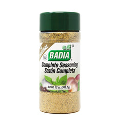 Badia Complete Seasoning 12 oz bottle on counter for versatile everyday flavor
