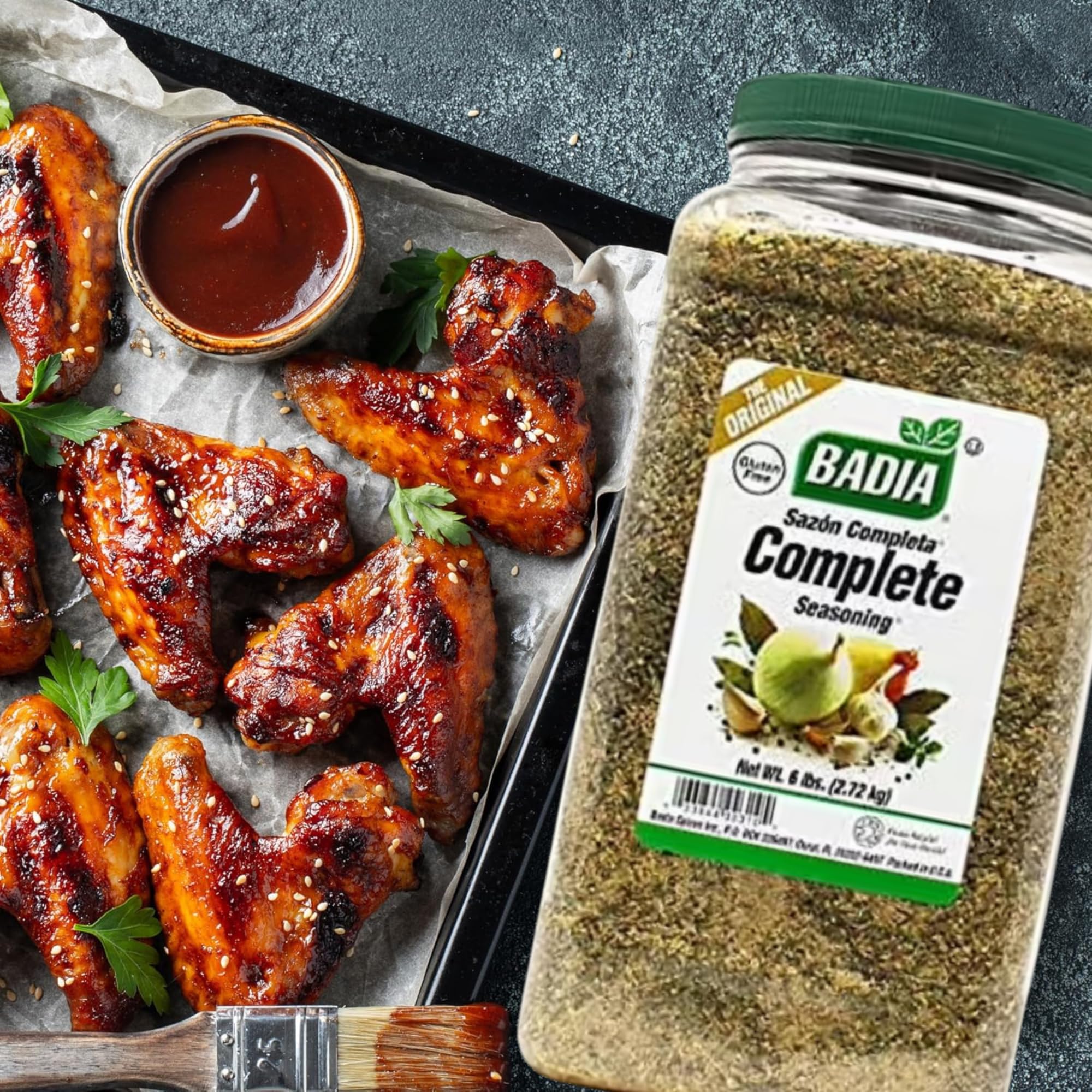 Badia Complete Seasoning closeup garlic onion seeds, ready to season savory dishes.