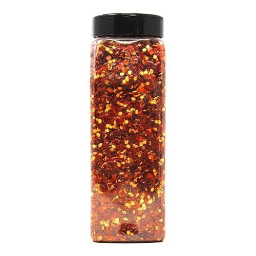 Badia crushed red pepper closeup shows vibrant flakes for garnish.