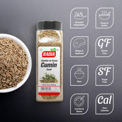 Close-up of Badia cumin seeds releasing aroma when toasted
