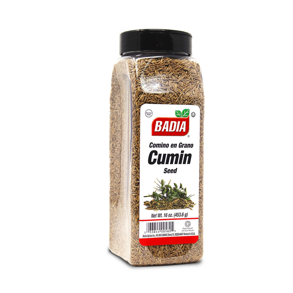 Badia cumin seeds in a 16 oz jar, whole and aromatic for cooking