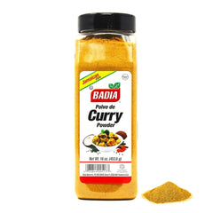 Badia Jamaican Style curry powder bottle on kitchen counter for island-inspired meals.
