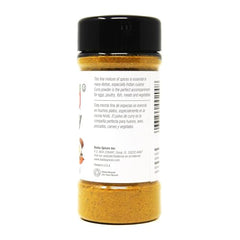 Badia Curry Powder spice-scoop highlighting versatile seasoning for eggs, meats, vegetables.