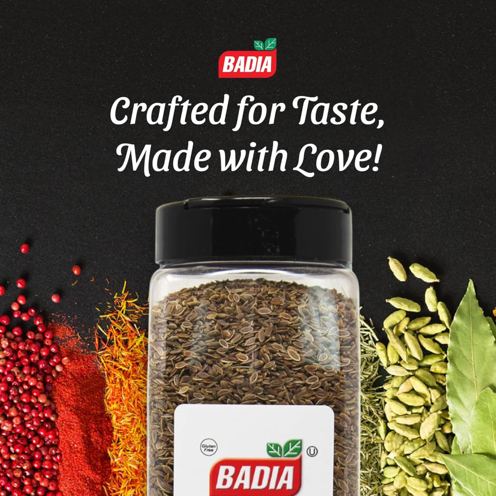 Badia dill seed whole jar, ideal for spice blends and marinades.