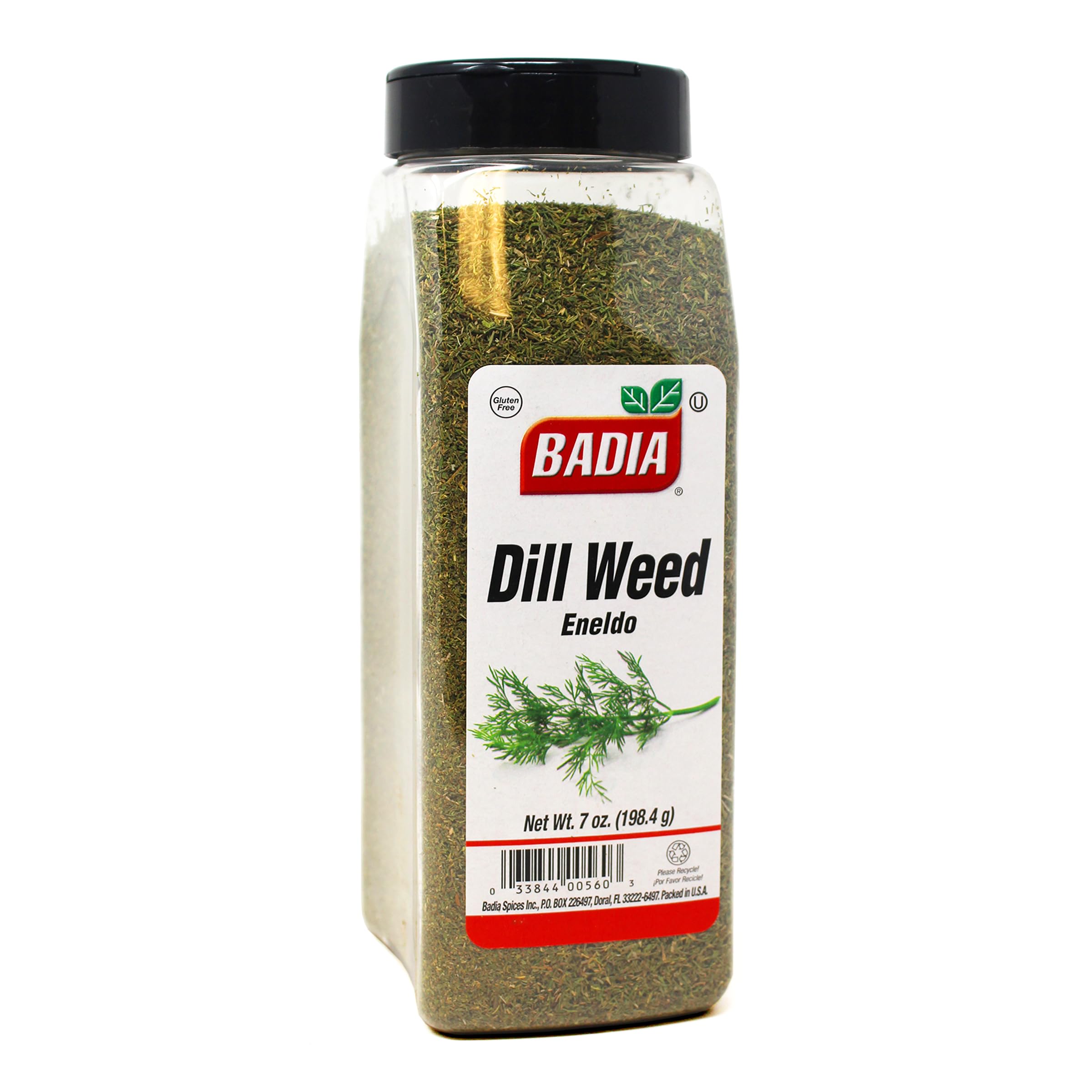 Badia dill weed 7oz bottle — vibrant dried leaves for fresh flavor in fish and dressings.