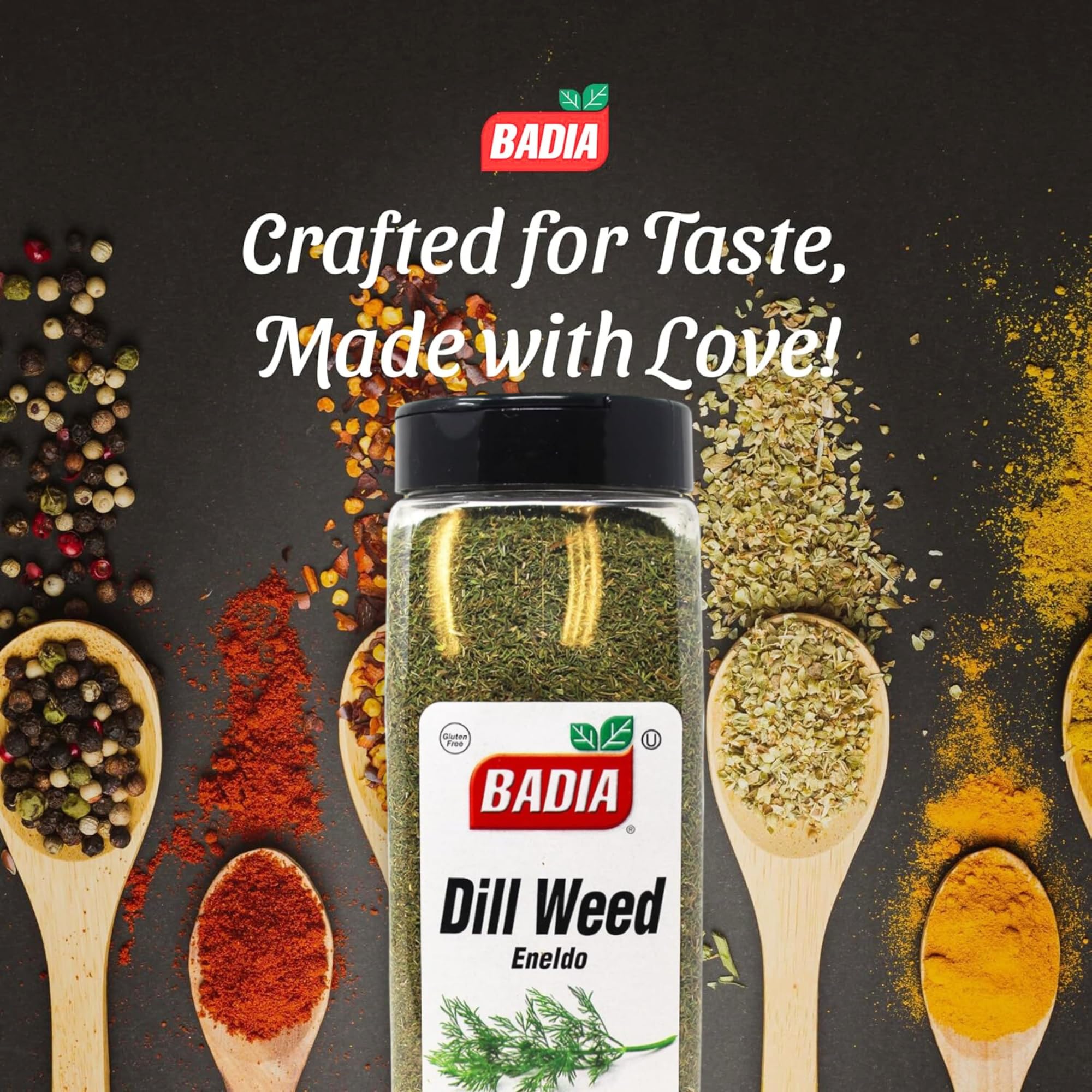Badia dill weed on potato salad — adds bright, tangy dill flavor.