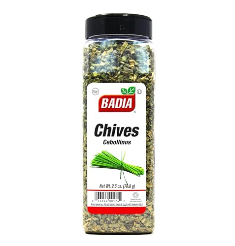 Badia Dried Chives sealed jar; convenient, long shelf life.