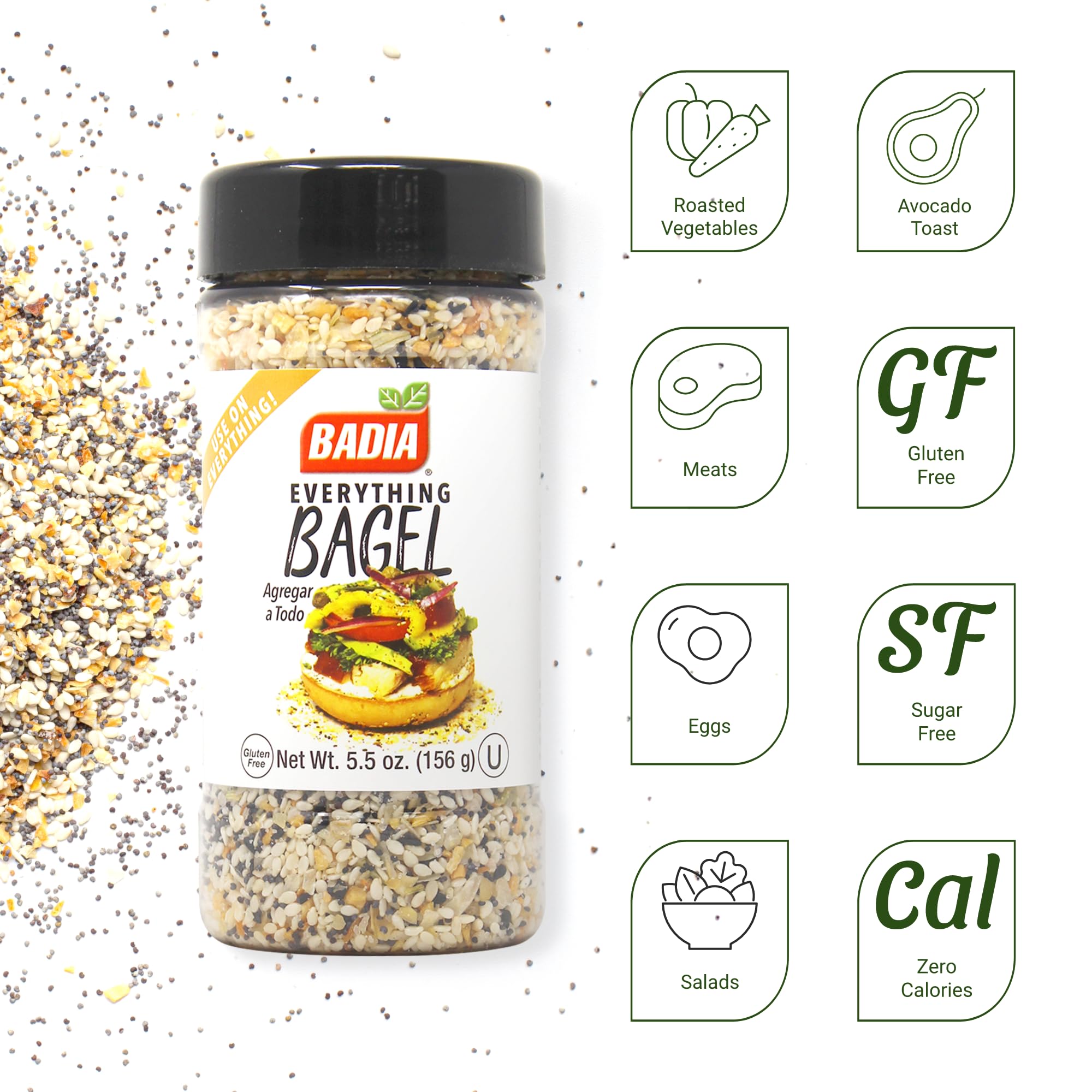 Badia Everything Bagel Seasoning on avocado toast adds savory crunch