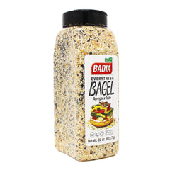 Badia Everything Bagel Seasoning bottle displaying bold flavor for bagels and avocado toast.