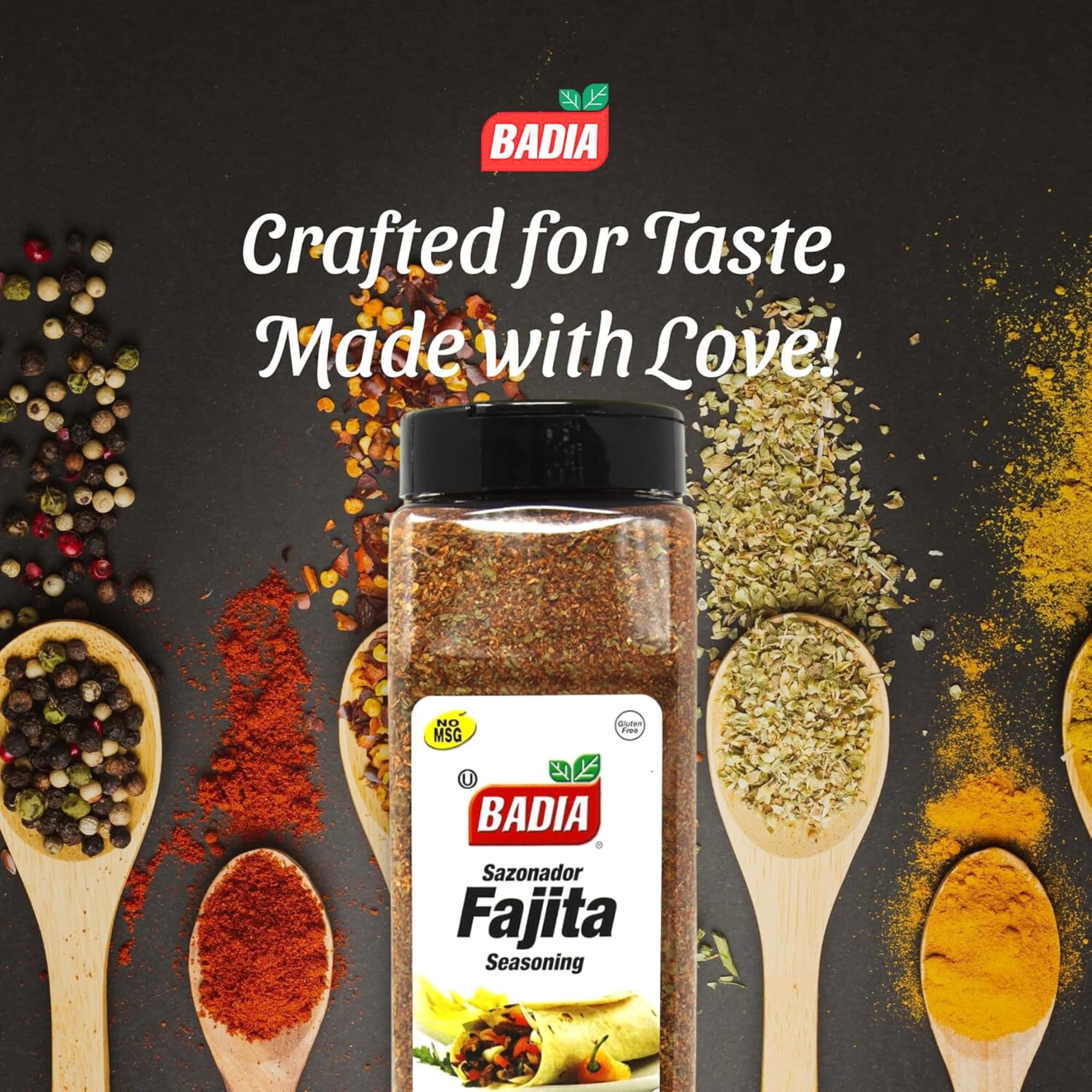 Badia Fajita Seasoning packaging label highlights heritage since 1967.