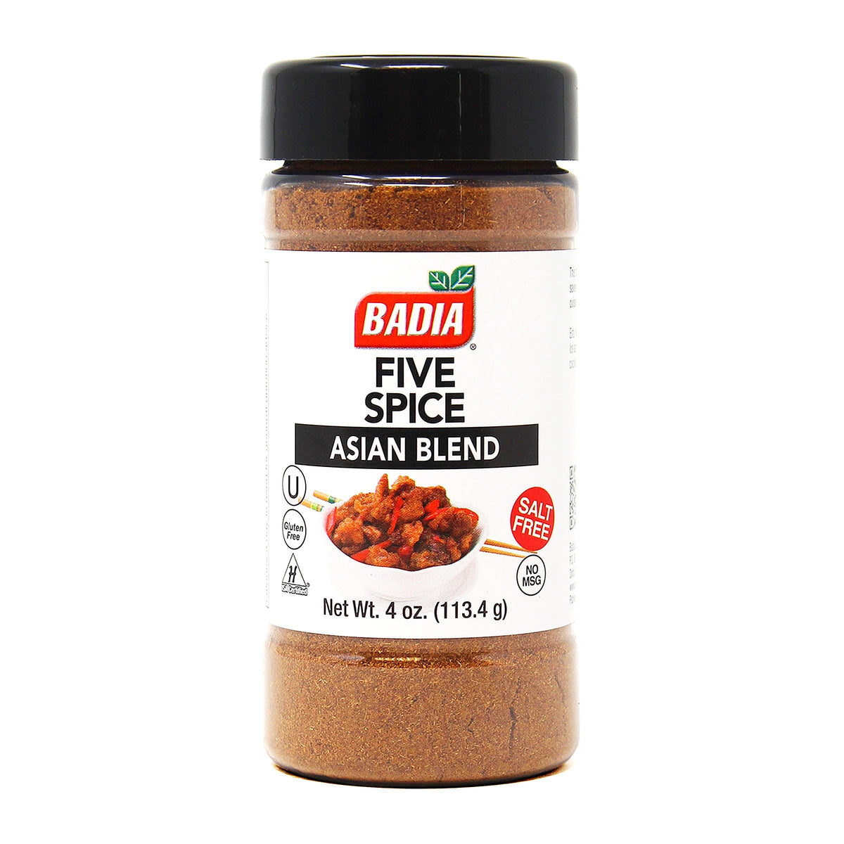 Badia Five Spice bottle close-up showing aromatic blend for flavor depth in cooking