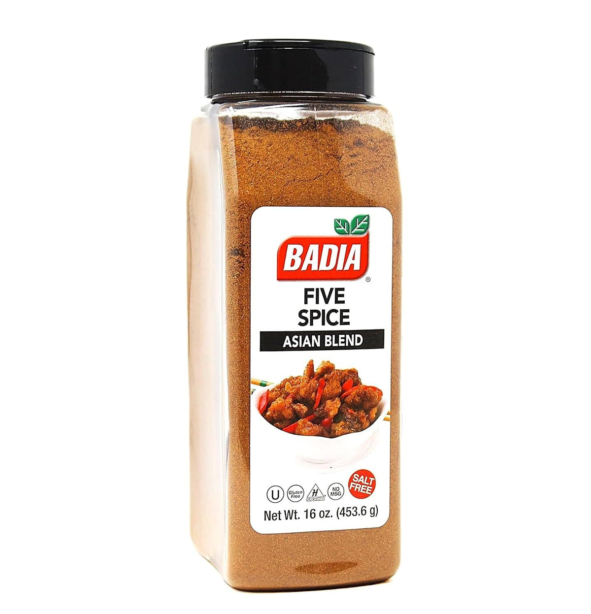 Badia Five Spice bottle label showcases authentic blend ideal for pan sauces