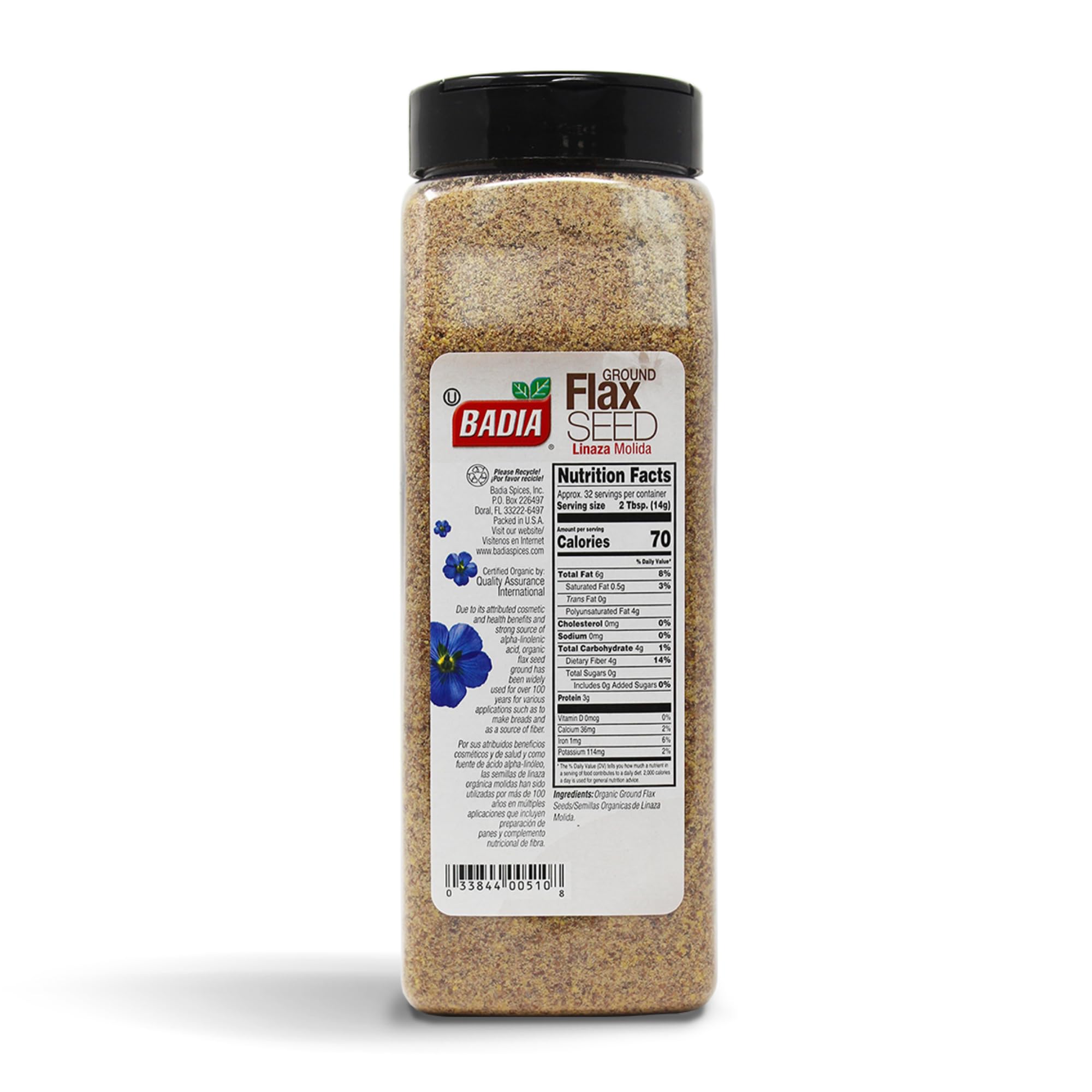 Badia flax seed added to a smoothie for extra nutrition.