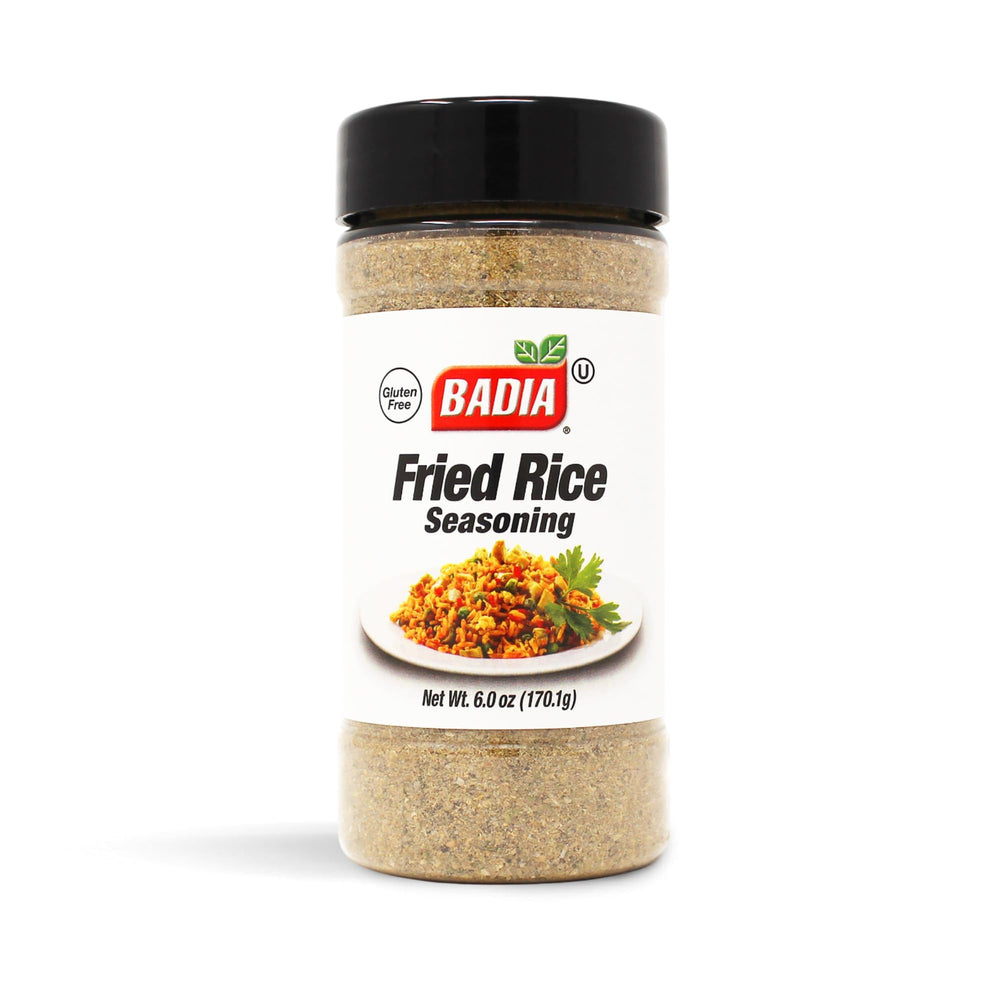Badia Fried Rice Seasoning jar on countertop enhances home cooking with authentic flavor