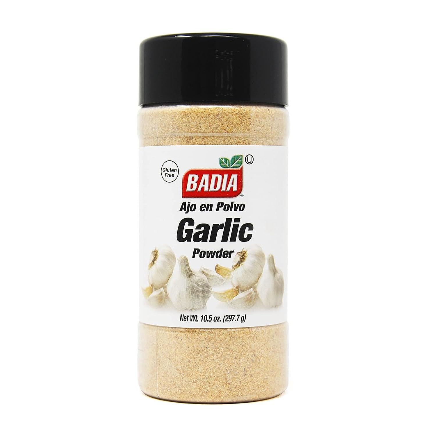 Badia Garlic Powder 10.5oz jar showcases a fragrant, ready-to-use spice for flavorful meals