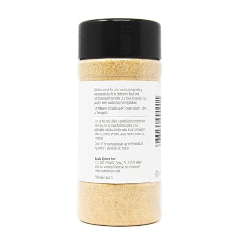 Badia garlic powder closeup highlights finely granulated texture for even seasoning