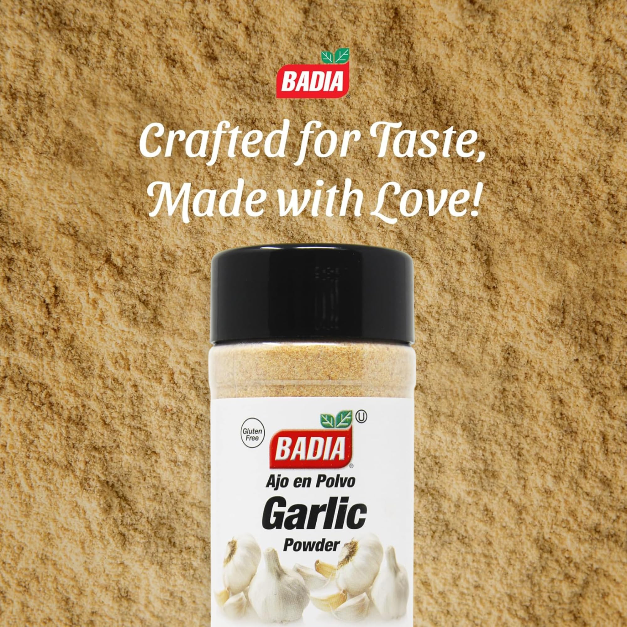 Badia garlic powder in pantry shot suggests long shelf life and convenience