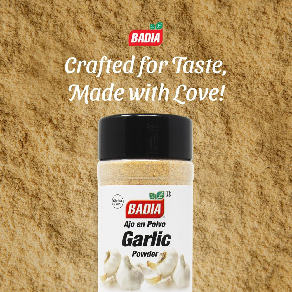 Badia garlic powder in pantry shot suggests long shelf life and convenience