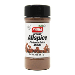 Badia ground allspice jar front view, warm flavor for baking.