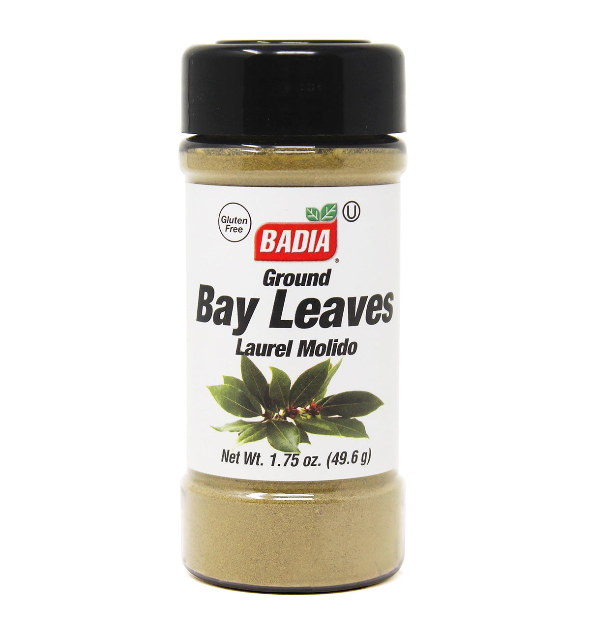 Badia ground bay leaves bottle, showcasing the rich aroma for braises and sauces.