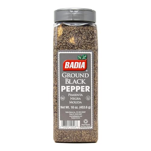 Badia Ground Black Pepper finely ground close-up showing smooth texture for even seasoning.