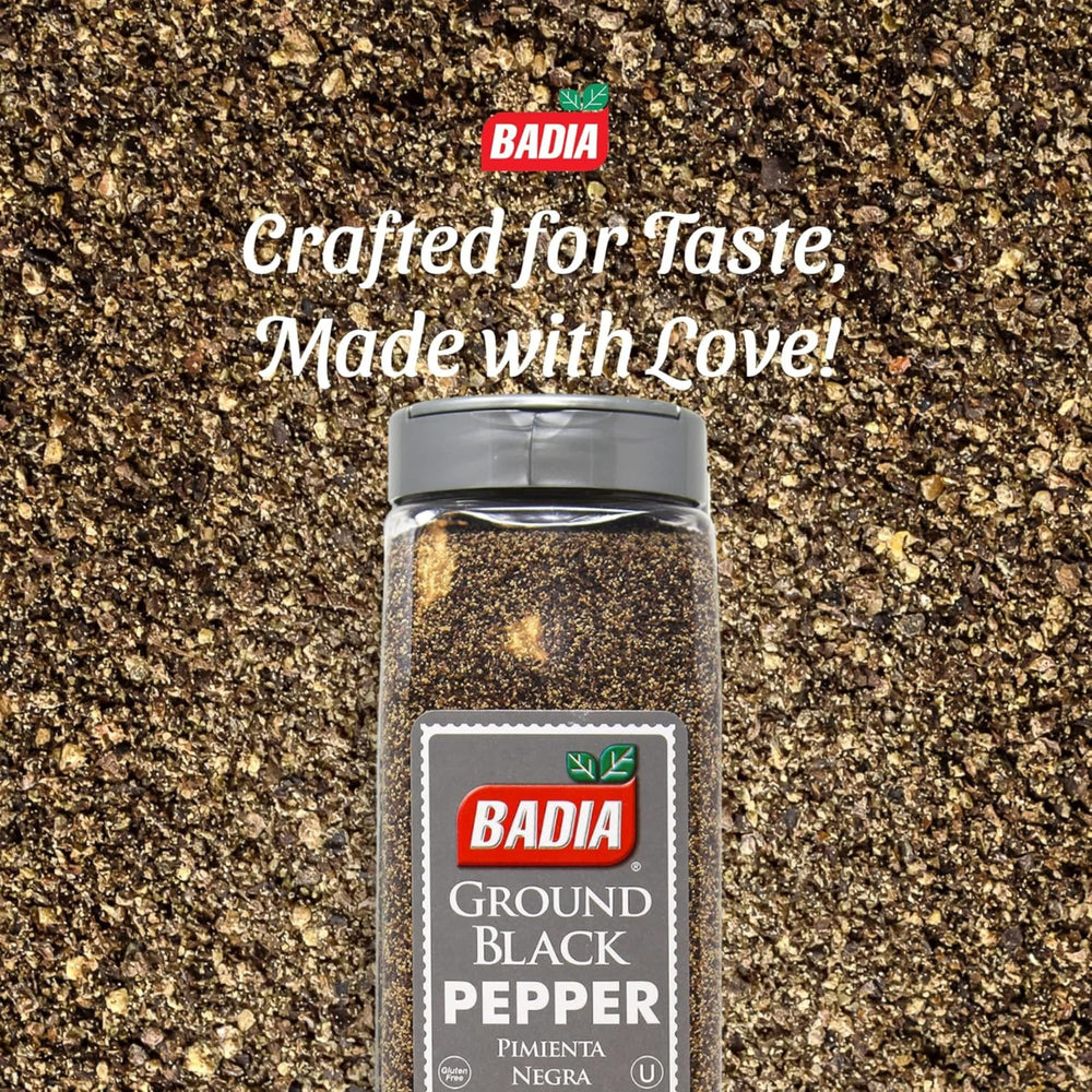 Badia Ground Black Pepper in meat marinade setup for robust flavor.