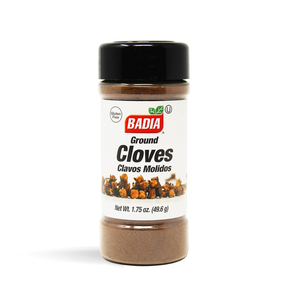 Badia ground cloves bottle with rich aroma for baking and savory dishes.