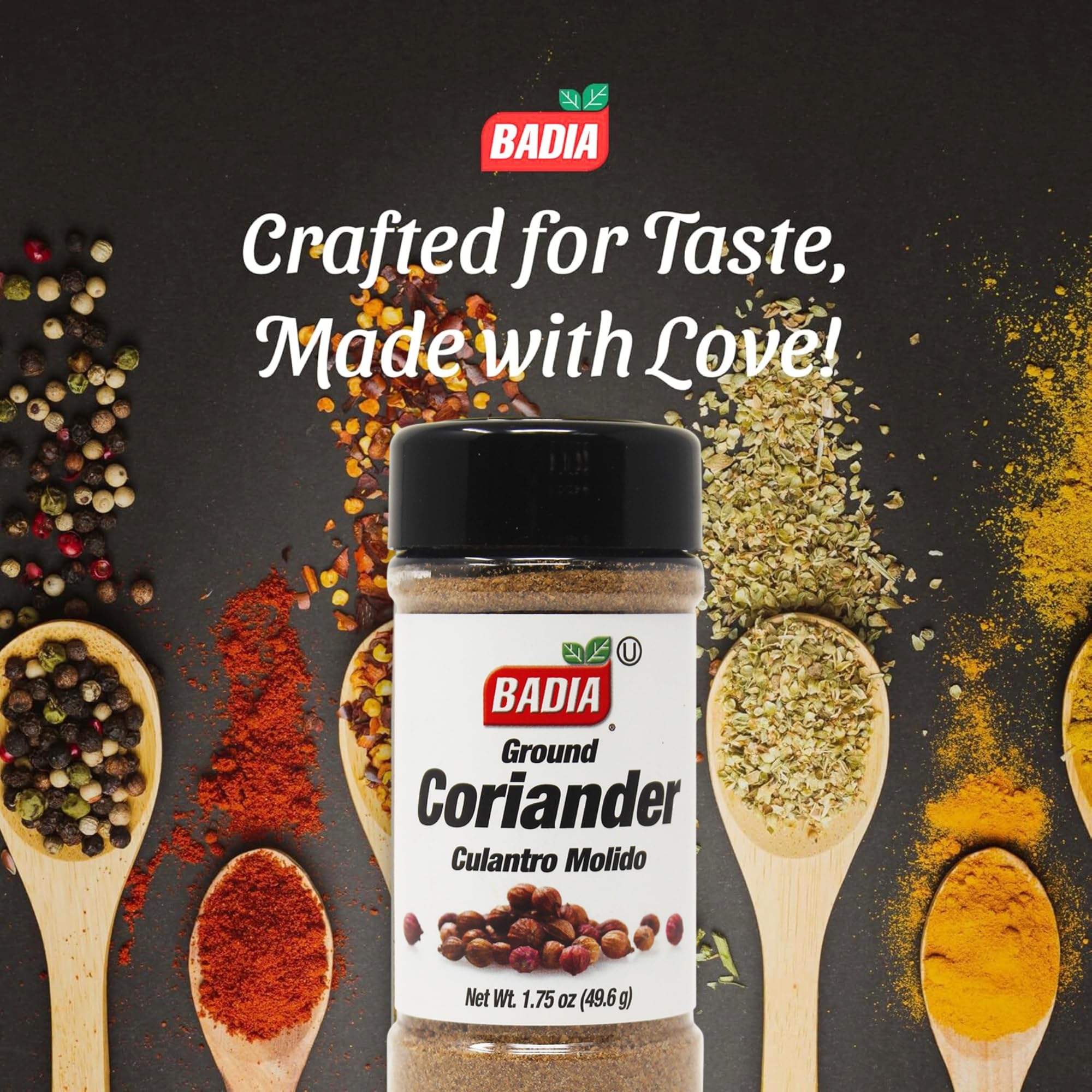 Badia Ground Coriander powder texture; ready to sprinkle into stews and marinades.