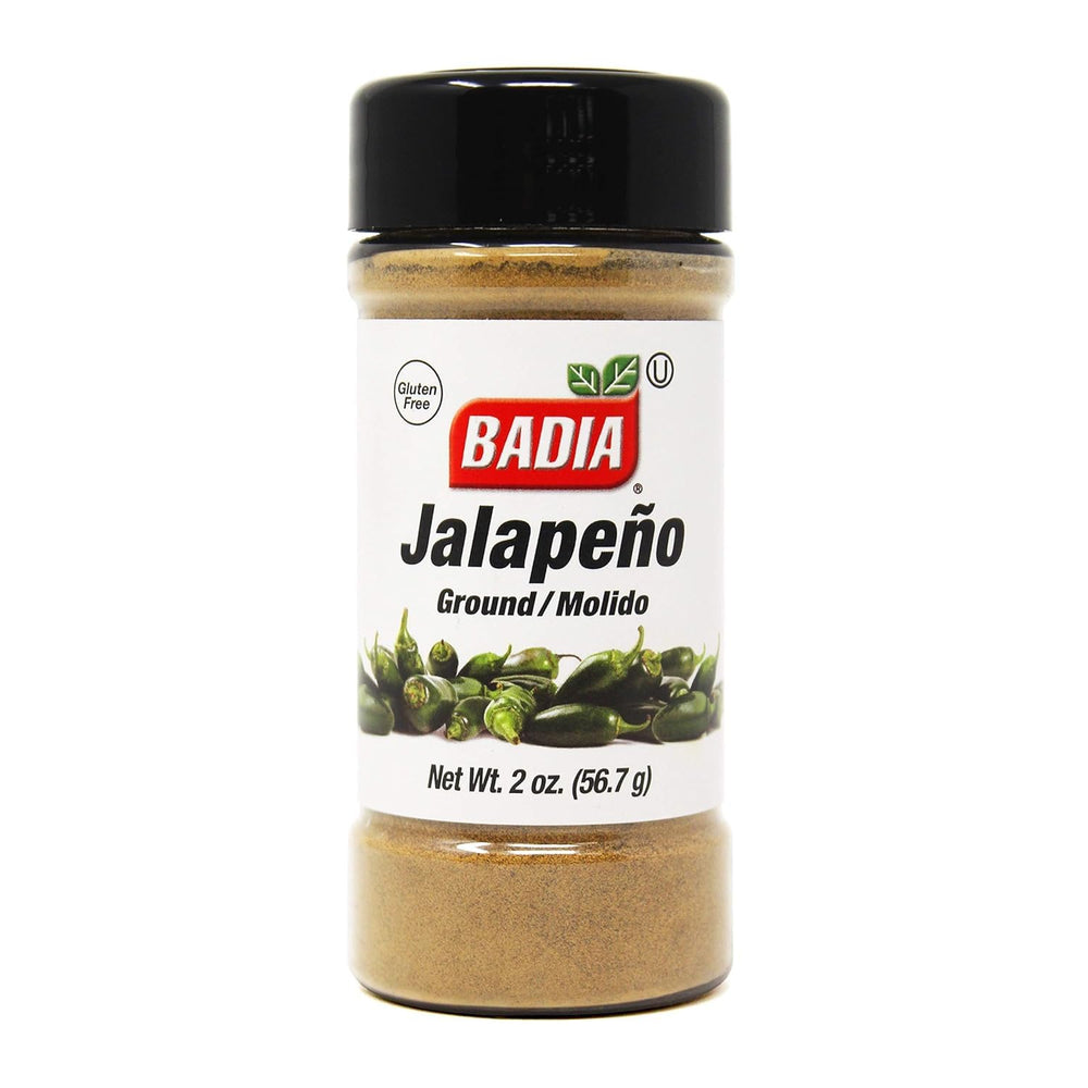 Badia ground jalapeño bottle: convenient seasoning for quick weeknight meals.