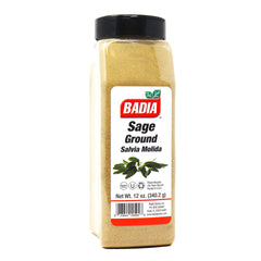 Badia Ground Sage 12oz jar showcases rich aroma for everyday cooking.