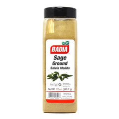 Badia Ground Sage fine powder closeup ideal for stuffing and gravies.