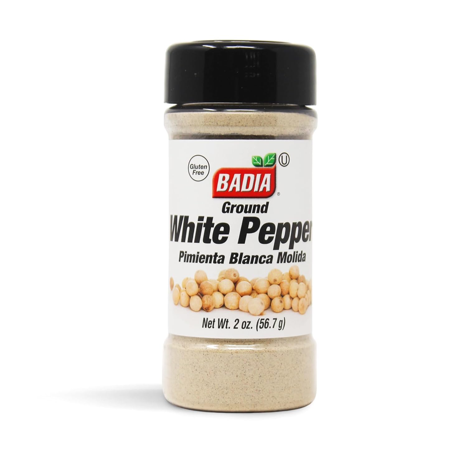 Badia Ground White Pepper bottle showing smooth heat for light sauces