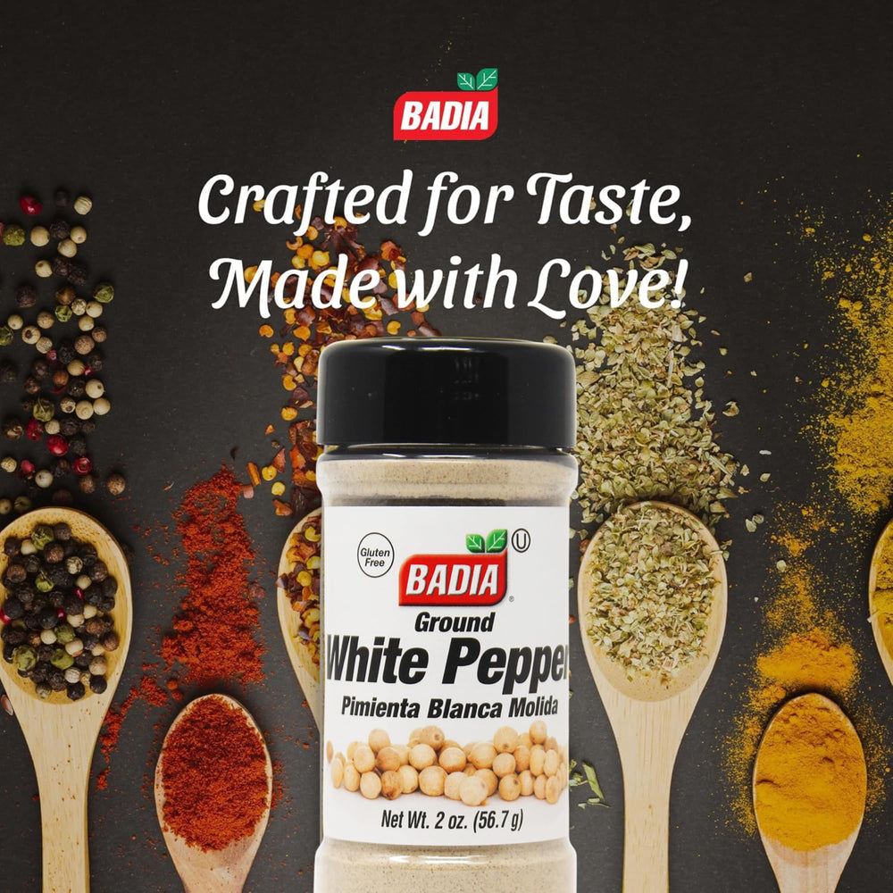 Badia Ground White Pepper dispense action ideal for even seasoning