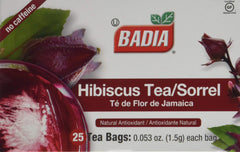 Badia hibiscus tea bags ready for a refreshing daily brew.