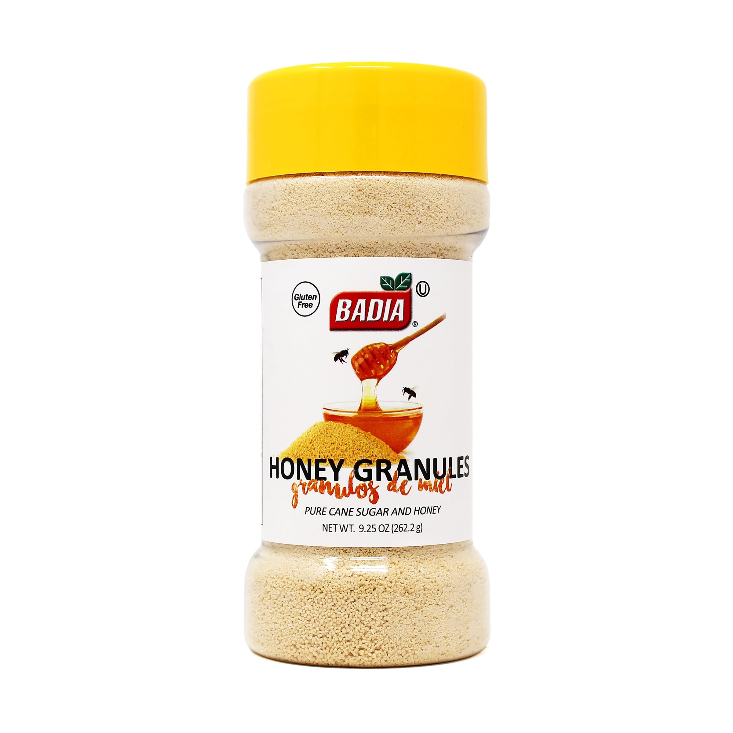 Badia Honey Granules jar-front showing authentic natural sweetness for daily baking and beverages.