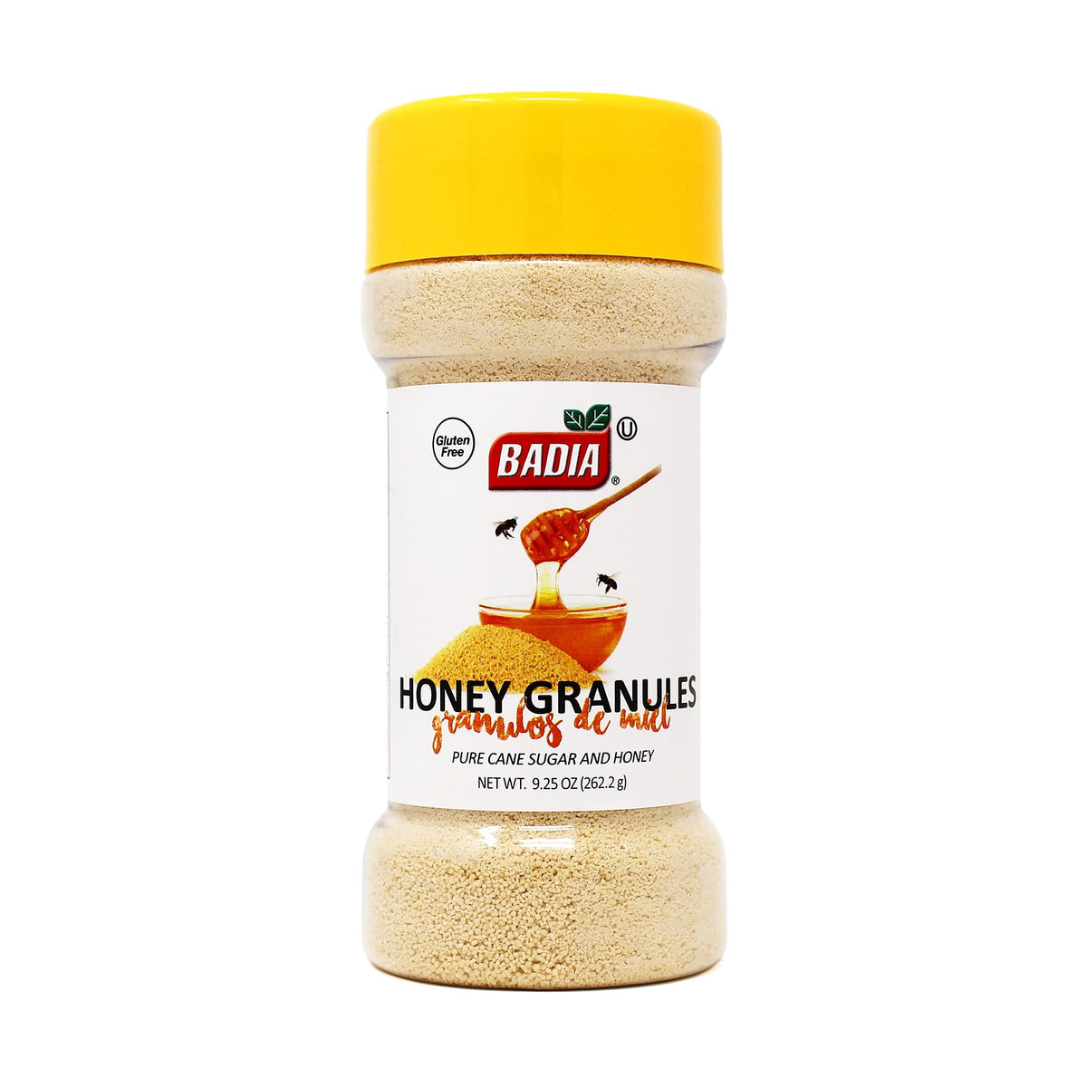 Badia Honey Granules jar-front showing authentic natural sweetness for daily baking and beverages.