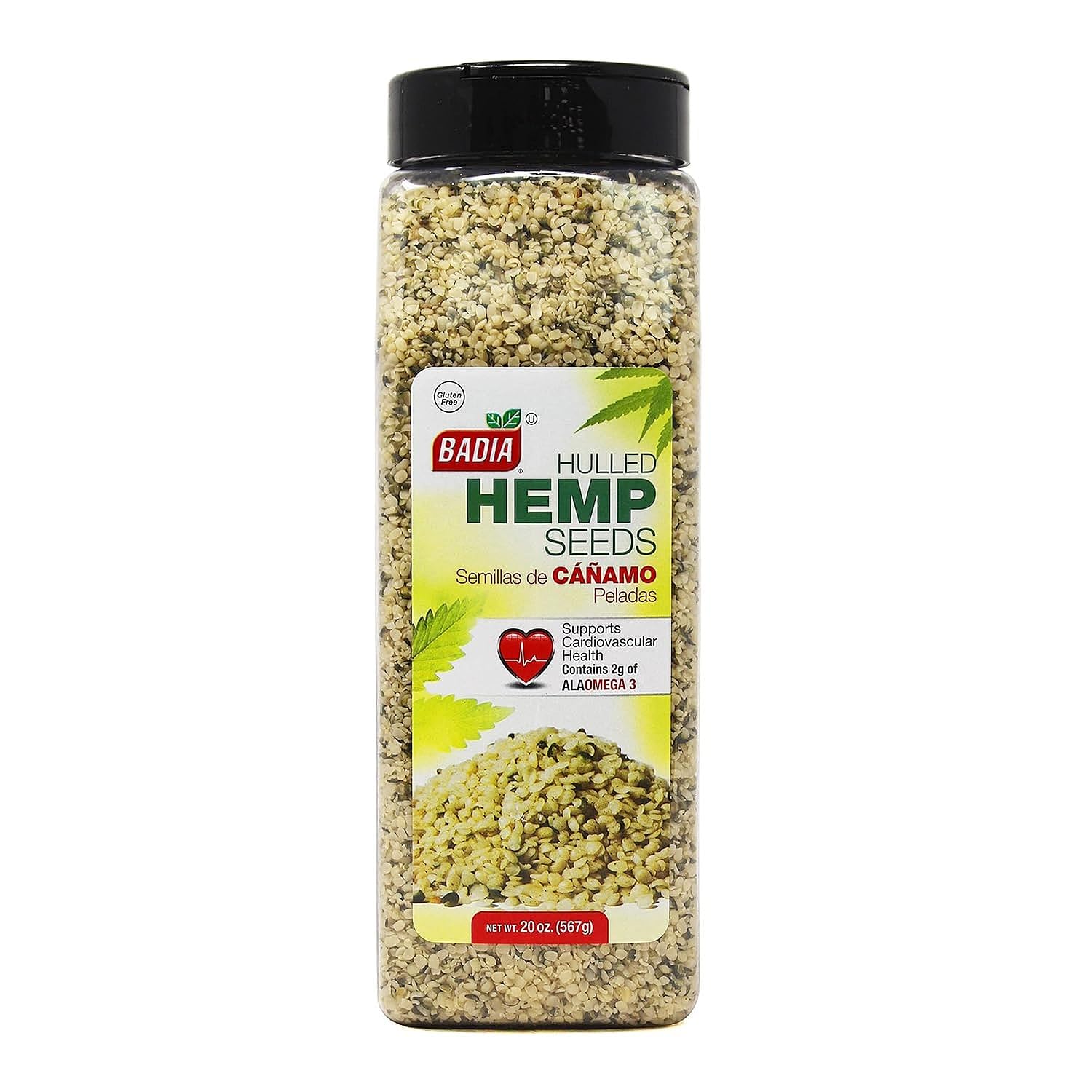 Badia hulled hemp seeds in bag for gluten-free protein boost.