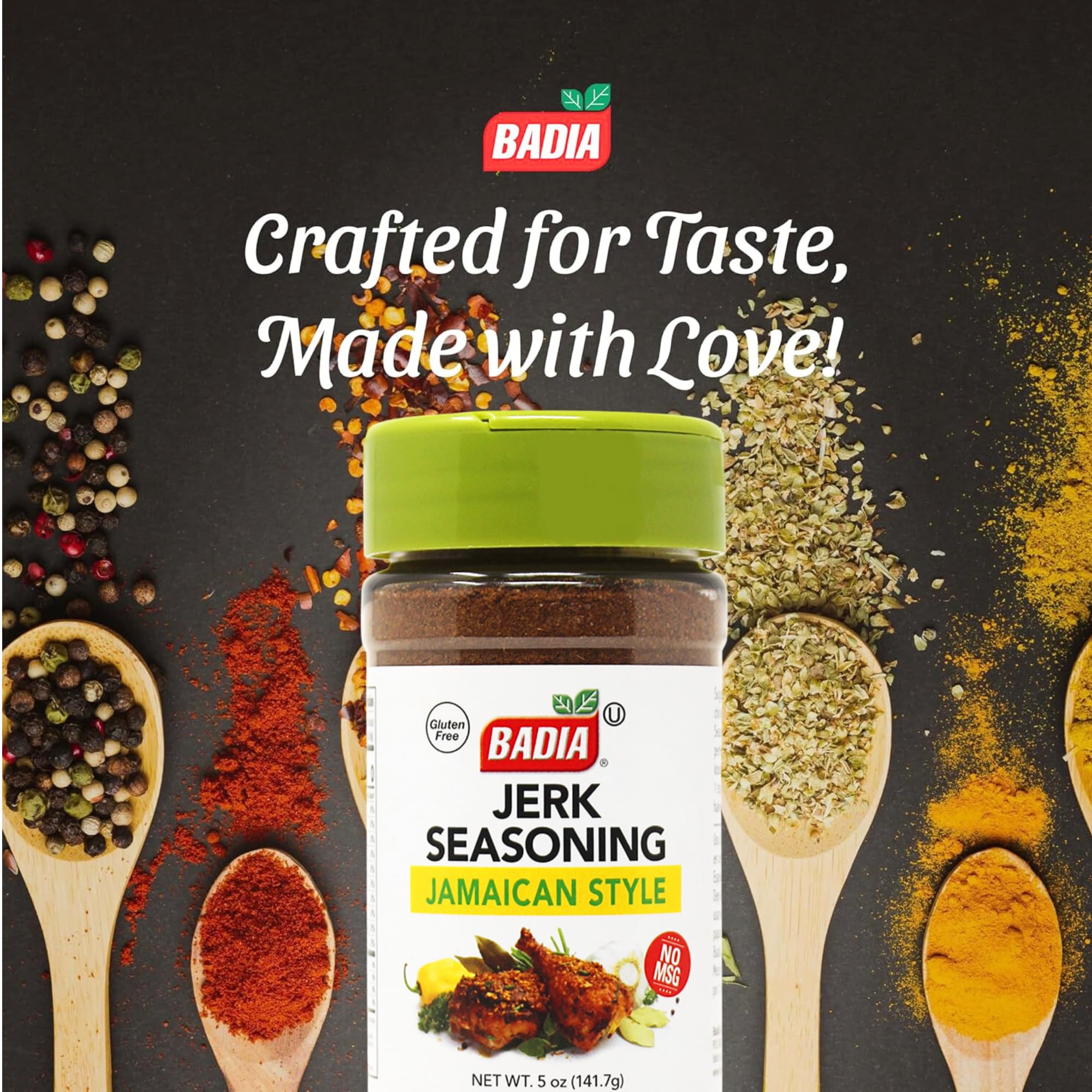 Badia Jerk Seasoning Jamaican Style jar close-up with rich spices for marinating
