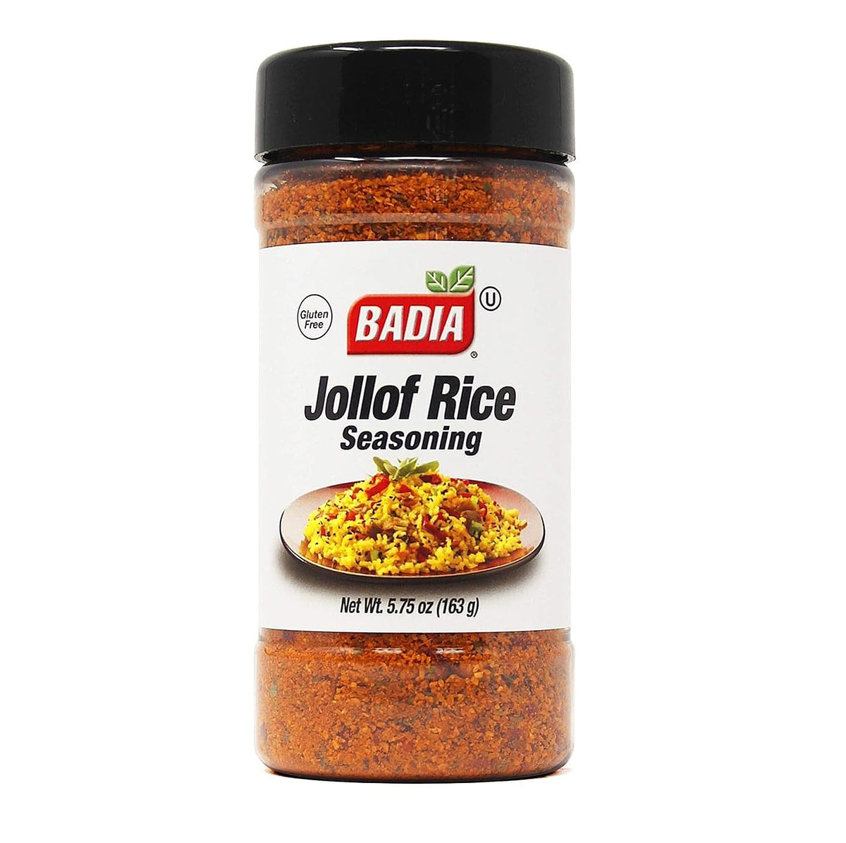 Badia Jollof Rice Seasoning jar front view, showcasing authentic West African flavor.