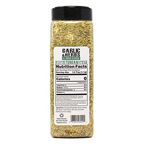 Badia Kingsford Garlic & Herbs seasoning dispensed for easy meat and veggie seasoning.