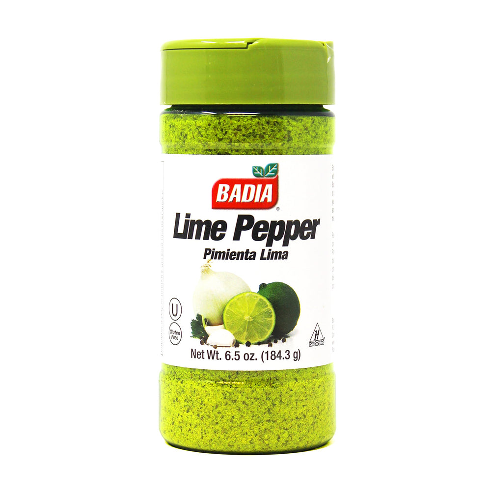 Badia Lime Pepper Seasoning bottle on kitchen counter boosts citrus flavor.