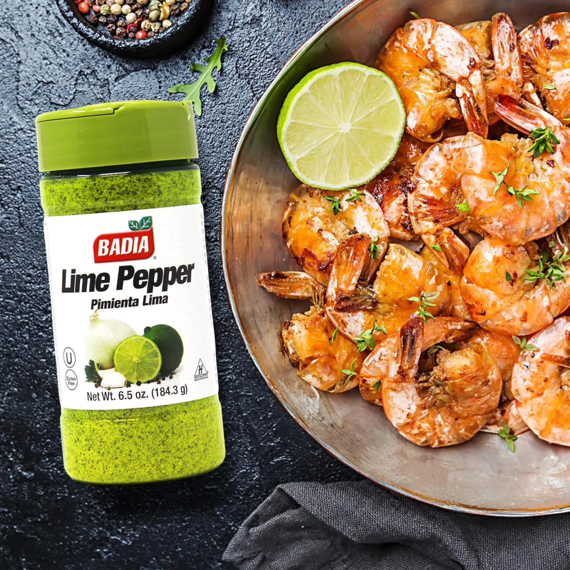 Badia Lime Pepper Seasoning adds citrus kick to marinades and dressings.