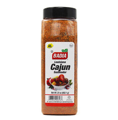 Badia Louisiana Cajun Seasoning bottle pour for bold grilling and seafood flavor.